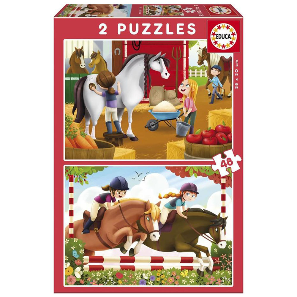 Çocuk Puzzle Karton 2X48 Horse Grooming