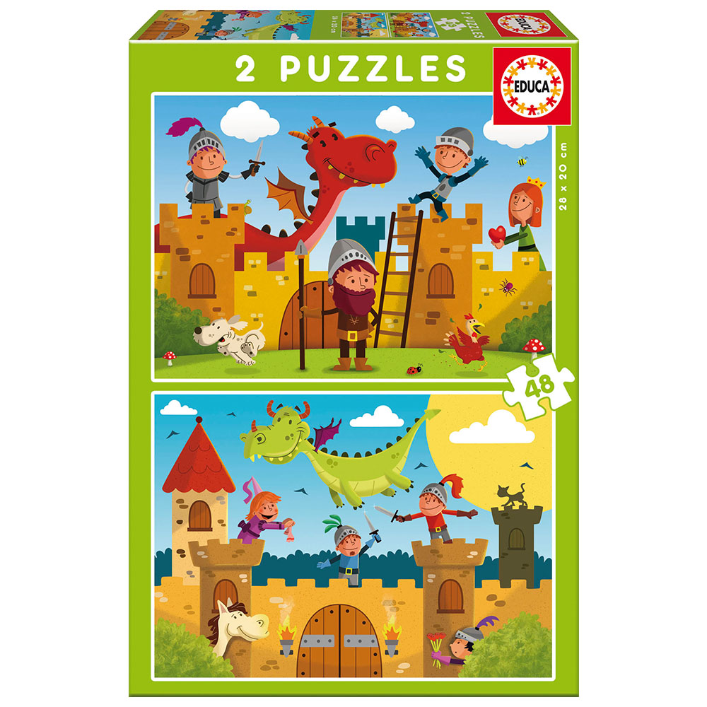 Çocuk Puzzle Karton 2X48 Dragons and Knights