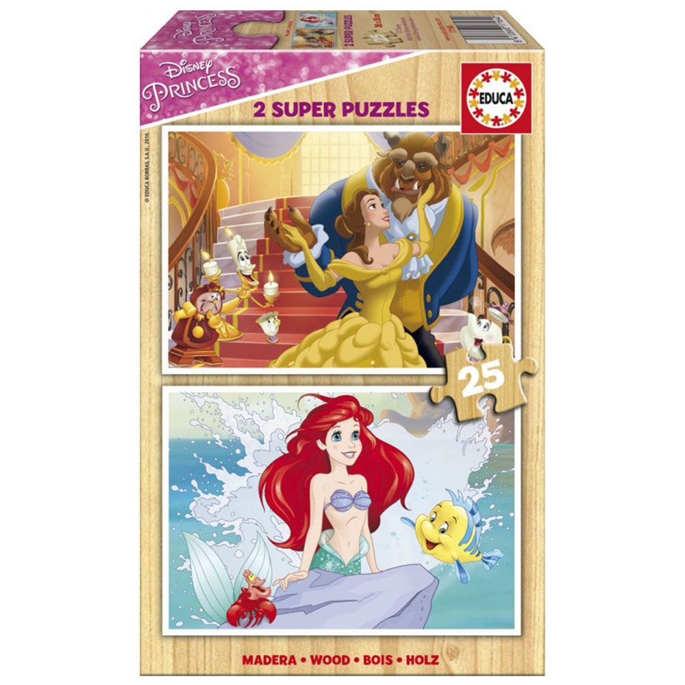 Educa Ahşap Çocuk Puzzle 2X25 Disney Princesses | Loco Poco Oyuncak