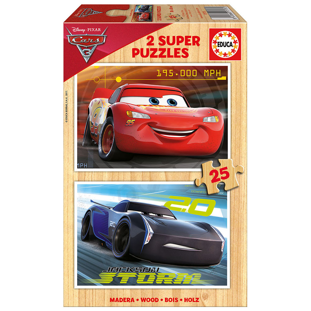 Educa Ahşap Çocuk Puzzle 2X25 Cars 3