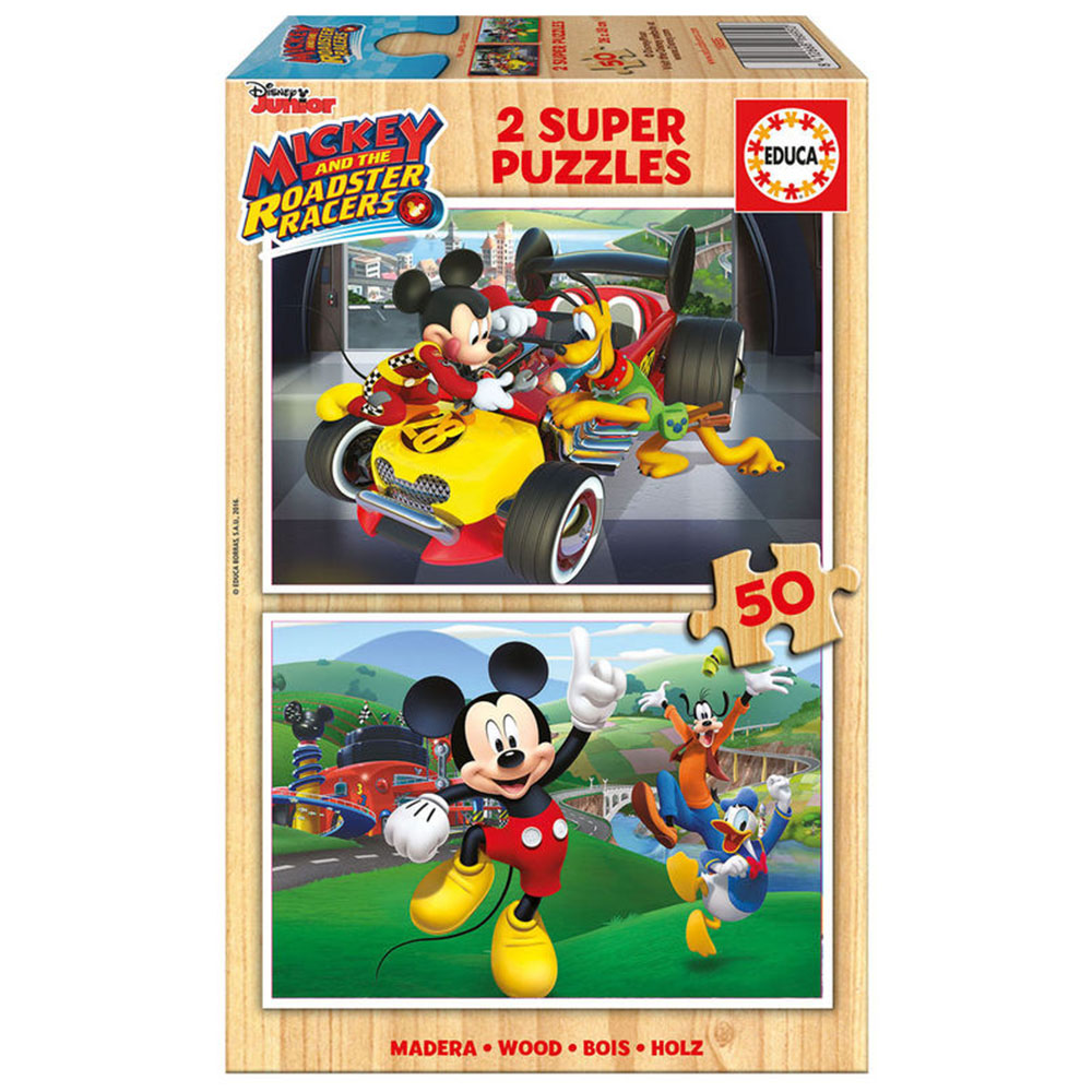 Educa Ahşap Çocuk Puzzle 2X50 Mickey and the Roadster Racers