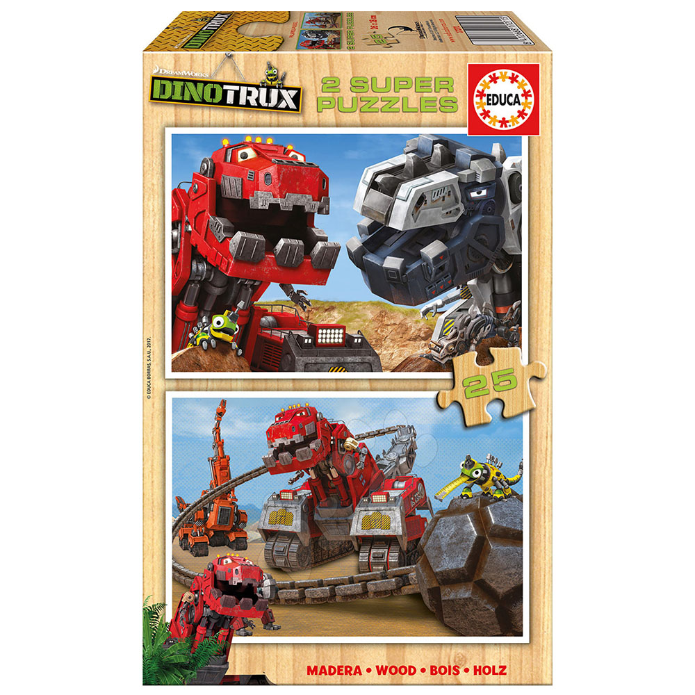 Educa Ahsap Çocuk Puzzle 2X25 Dinotrux
