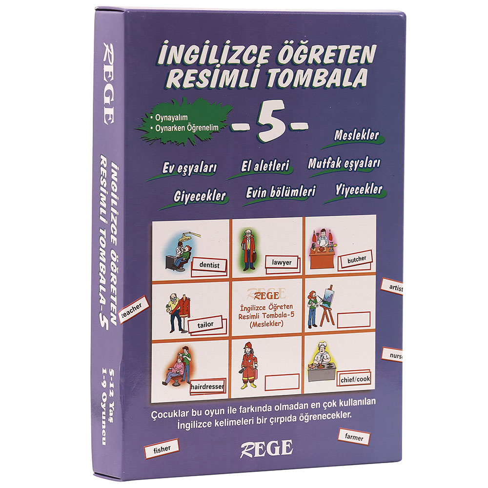 Rege İngilizce Öğreten Resimli Tombala 5