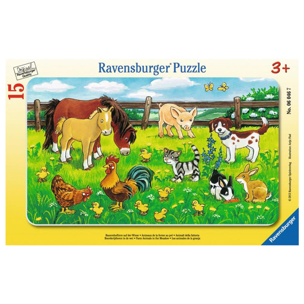 Ravensburger 15 Parça Çocuk Puzzle Çayırda Hayvanlar