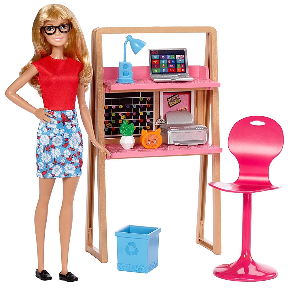 Barbie Bebek ve Çalışma Masası Oyun Seti DVX52