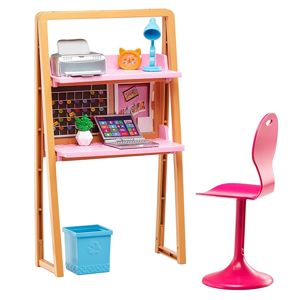 Barbie Bebek ve Çalışma Masası Oyun Seti DVX52