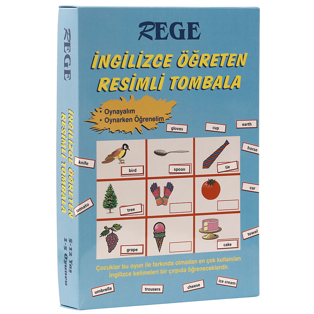 Rege İngilizce Öğreten Resimli Tombala 1