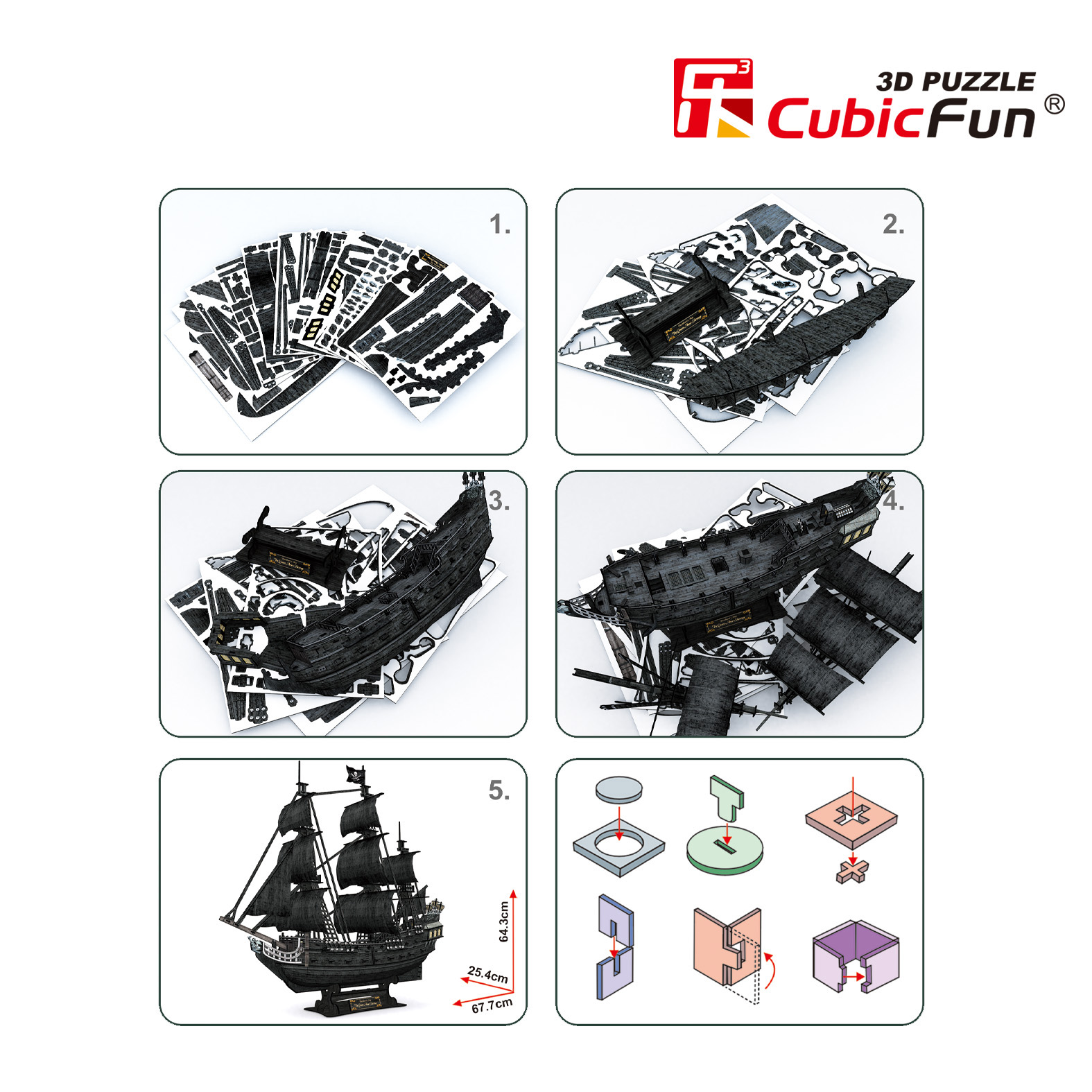 Cubic Fun 3D 340 Parça Puzzle Queen Anne's Revenge LED Işıklı