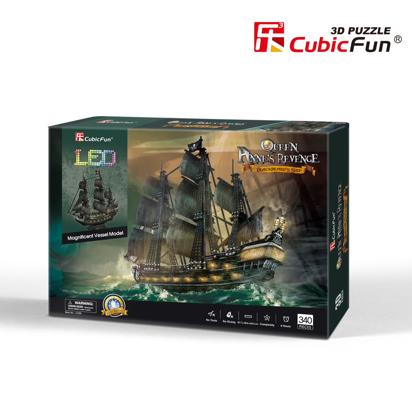 Cubic Fun 3D 340 Parça Puzzle Queen Anne's Revenge LED Işıklı