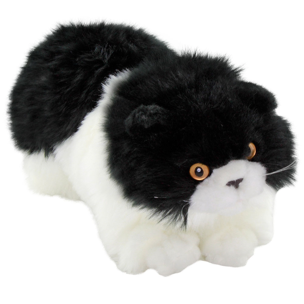 Animals Of The World Siyah Beyaz Yatan Kedi Peluş Oyuncak Loco Poco