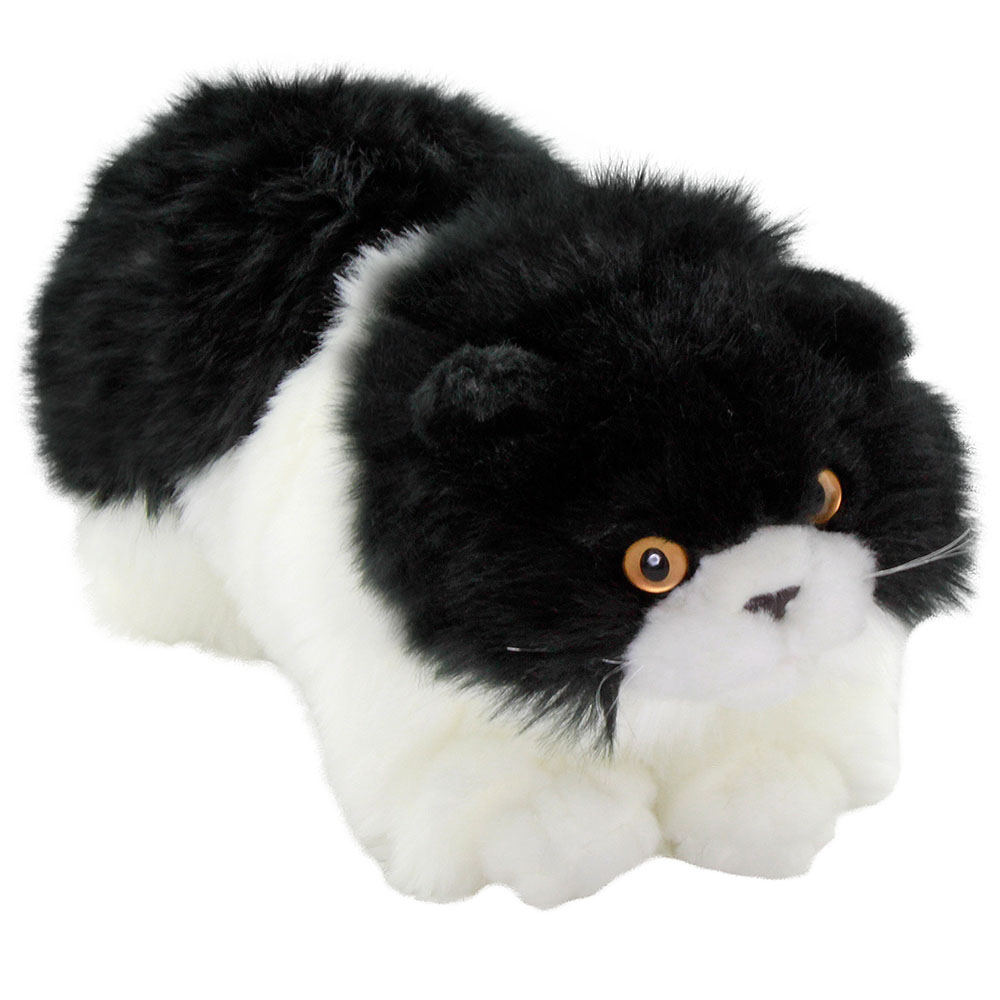 Animals Of The World Siyah Beyaz Yatan Kedi Peluş Oyuncak 26 cm