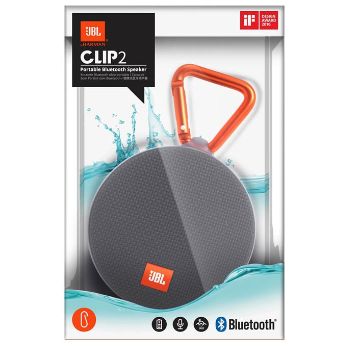 JBL Clip 2 Gri Su Geçirmez Taşınabilir Bluetooth Hoparlör