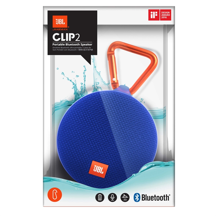 JBL Clip 2 Mavi Su Geçirmez Taşınabilir Bluetooth Hoparlör
