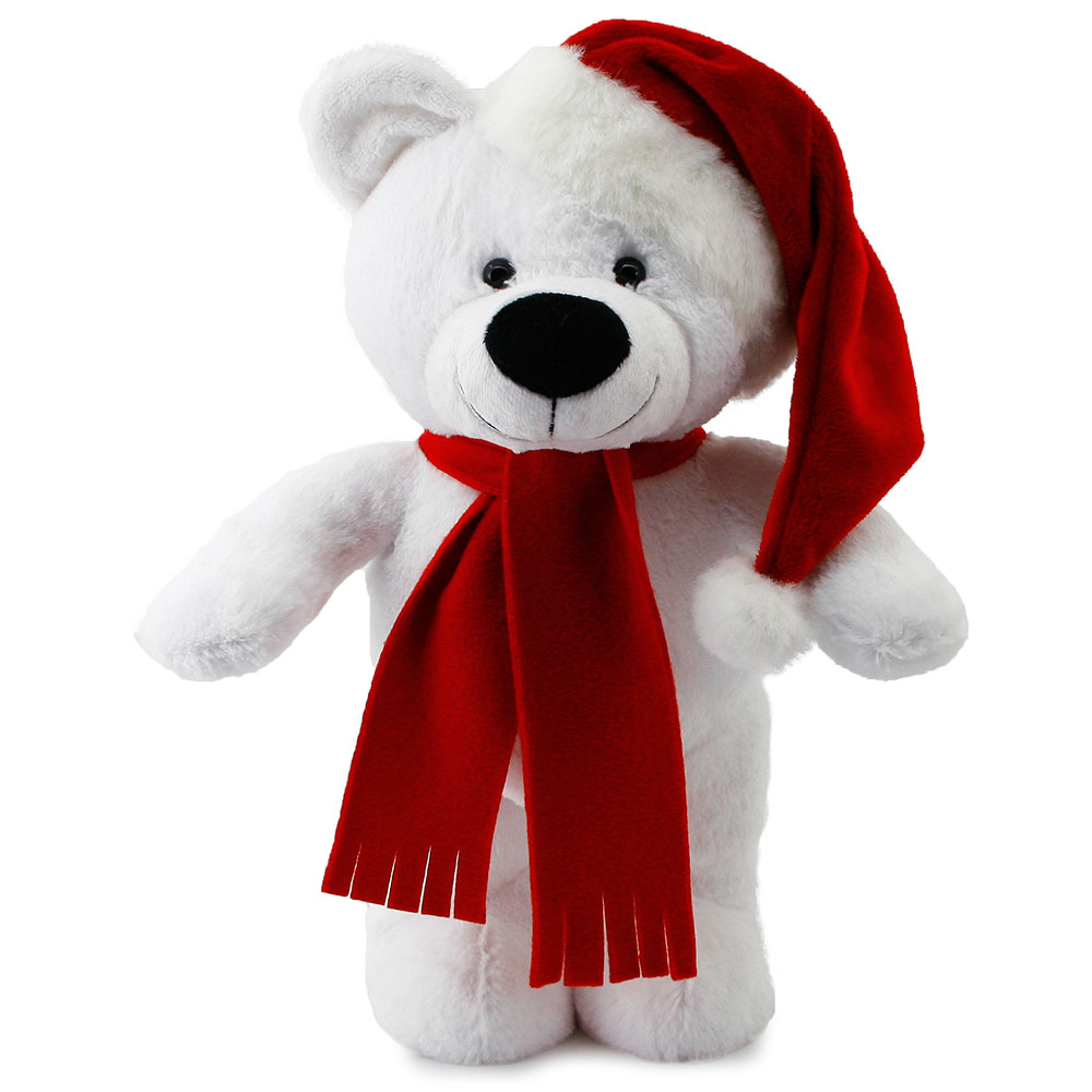 Yılbaşı Özel Noel Ayı 40 cm Beyaz