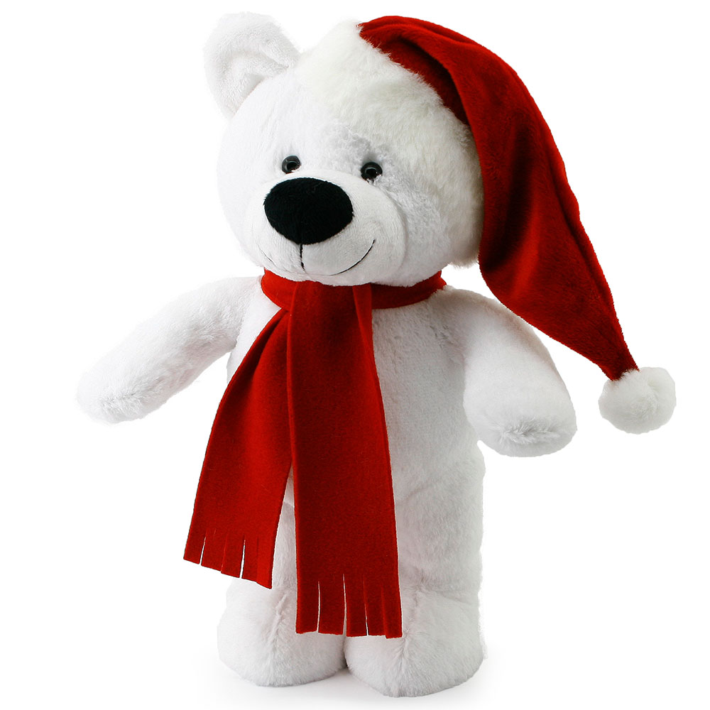 Yılbaşı Özel Noel Ayı 40 cm Beyaz