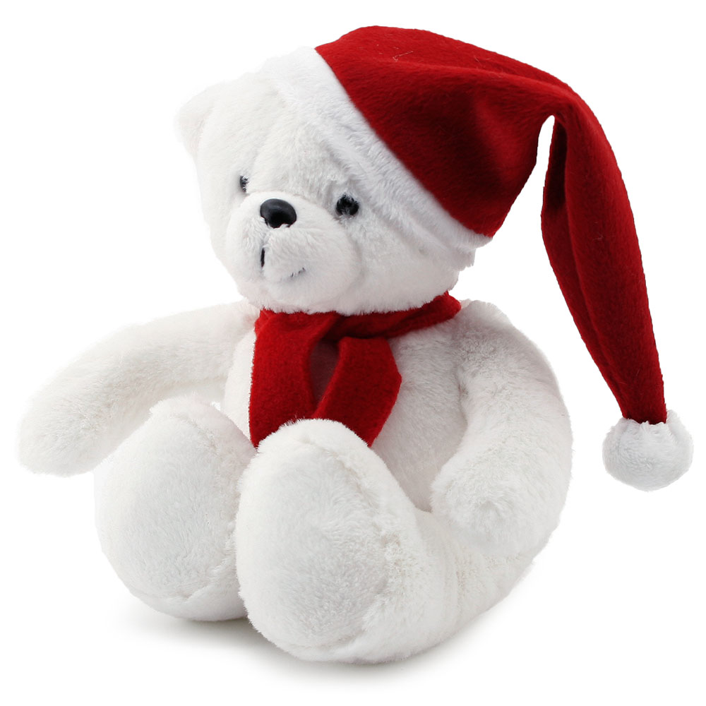 Yılbaşı Özel Noel Ayı 25 cm Beyaz