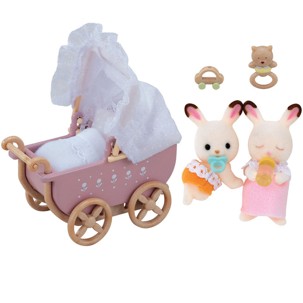 Sylvanian Families Rabbit Twins-Pram