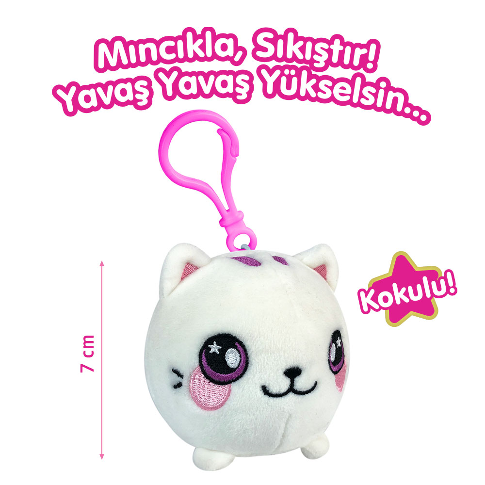Squeezamals Mıncıkla Sıkıştır Kokulu Anahtarlık Beyaz Kedi