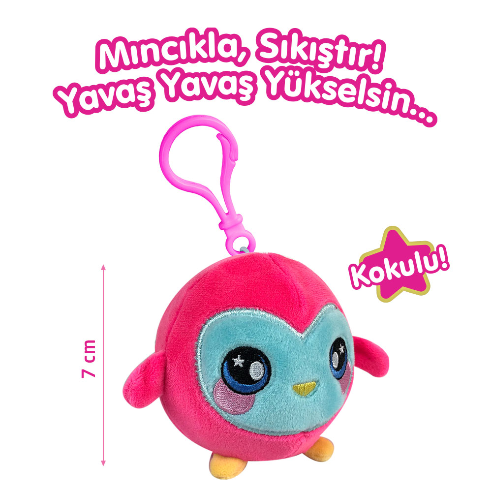 Squeezamals Mıncıkla Sıkıştır Kokulu Anahtarlık Pembe Baykuş