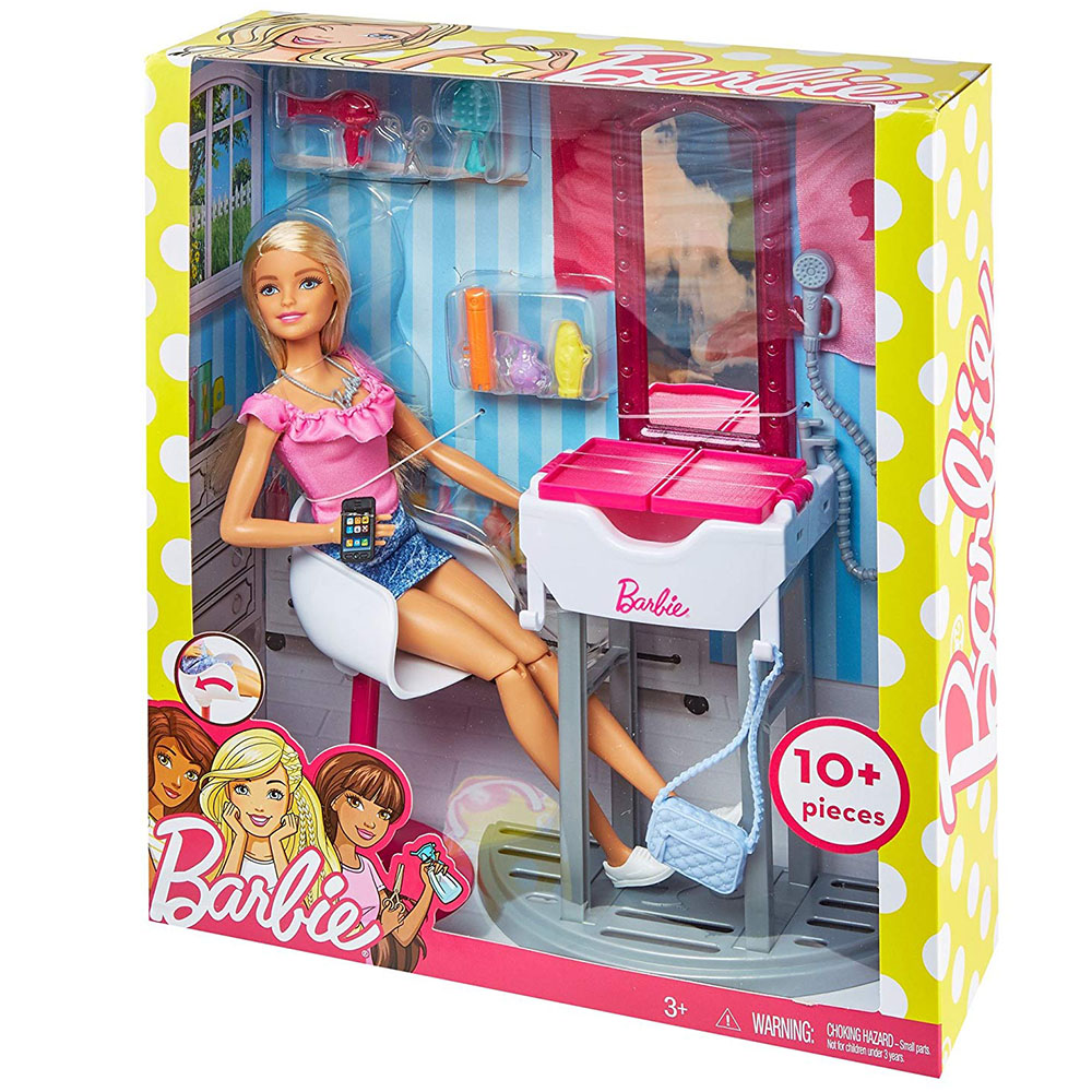 Barbie Bebek Ve Kuaför Oyun Seti FJB36