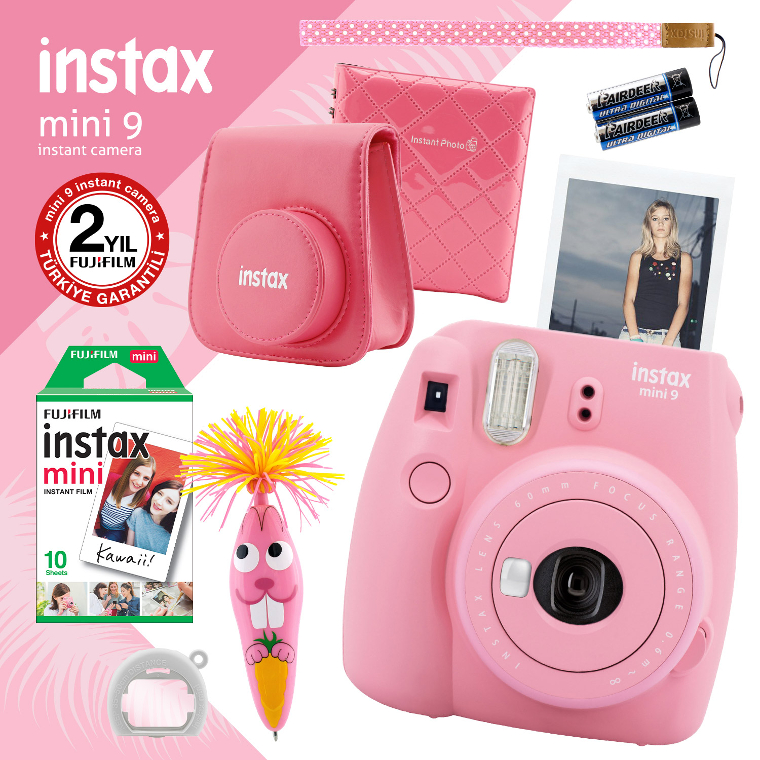 Fujifilm Instax Mini 9 Açık Pembe Fotoğraf Makinesi ve Hediye Seti 2
