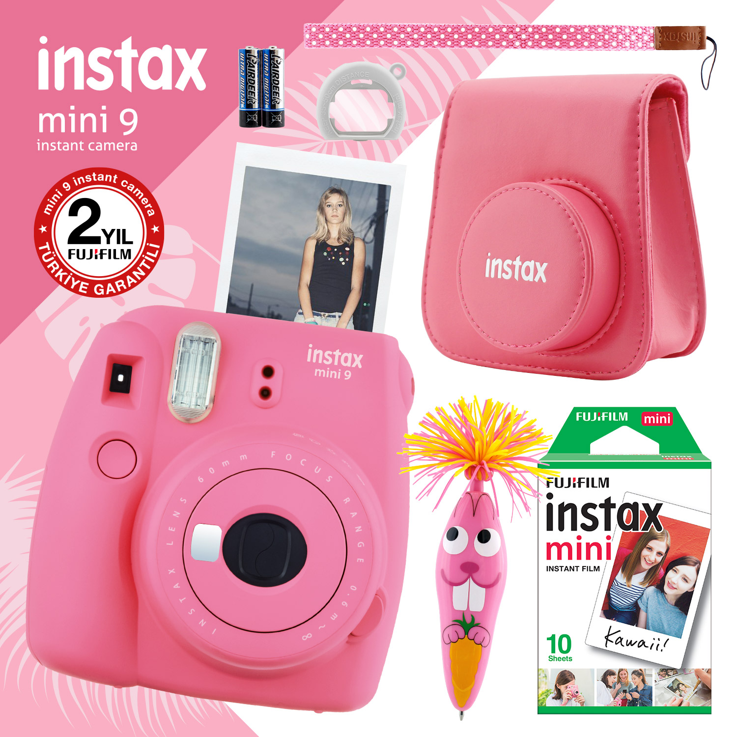 Fujifilm Instax Mini 9 Pembe Fotoğraf Makinesi ve Hediye Seti 3