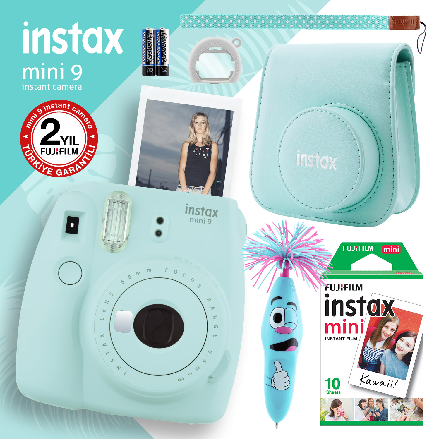Fujifilm Instax Mini 9 Açık Mavi Fotoğraf Makinesi ve Hediye Seti 3