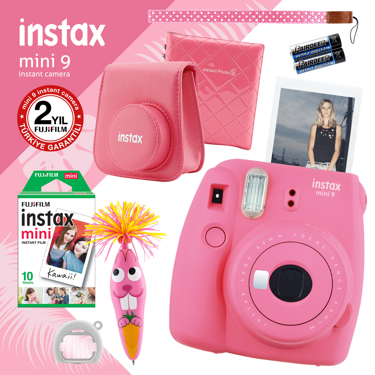 Fujifilm Instax Mini 9 Pembe Fotoğraf Makinesi ve Hediye Seti 2