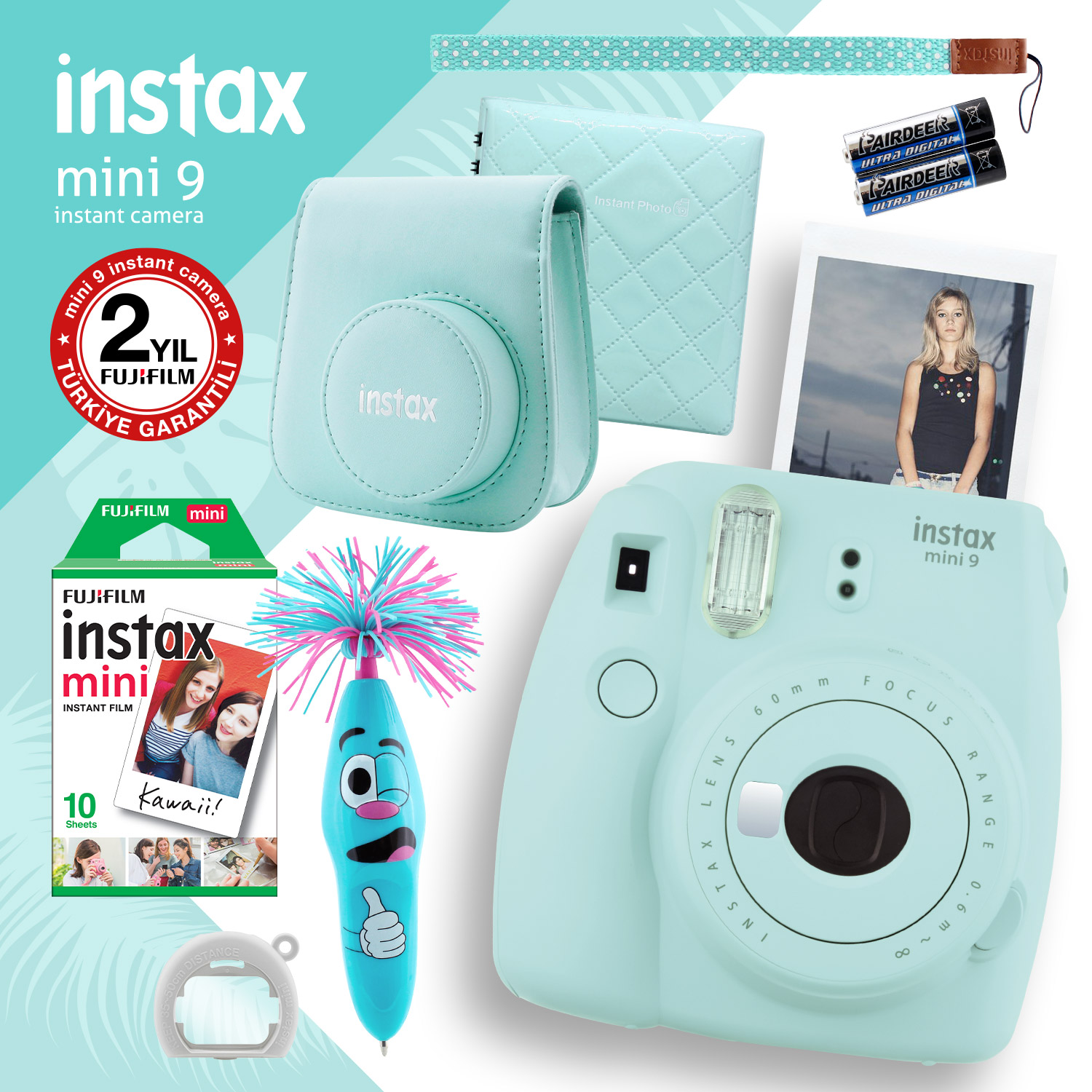Fujifilm Instax Mini 9 Açık Mavi Fotoğraf Makinesi ve Hediye Seti 2