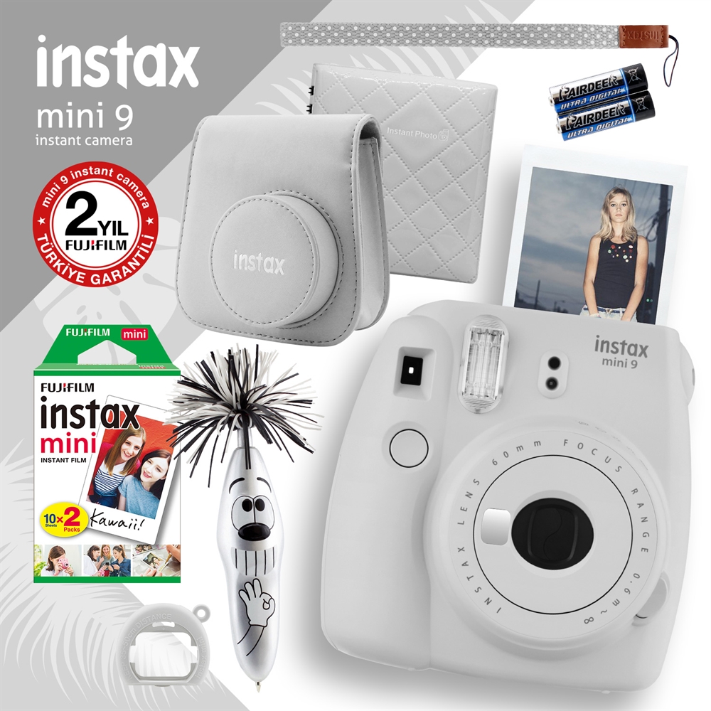 Fujifilm Instax Mini 9 Beyaz Fotoğraf Makinesi ve Hediye Seti