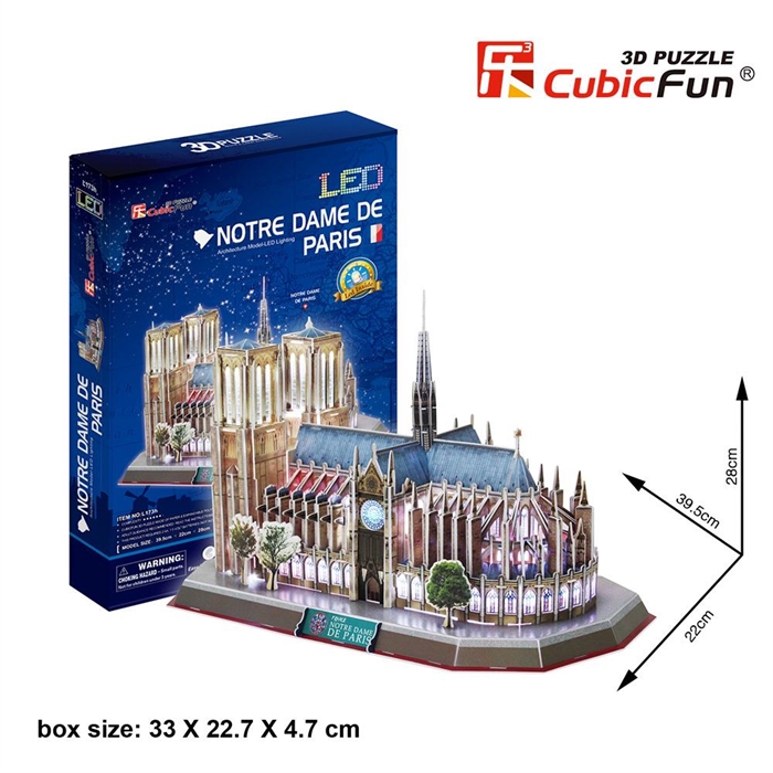 Cubic Fun 3D 149 Parça Led Puzzle Notre Dame Kilisesi - Fransa(Le