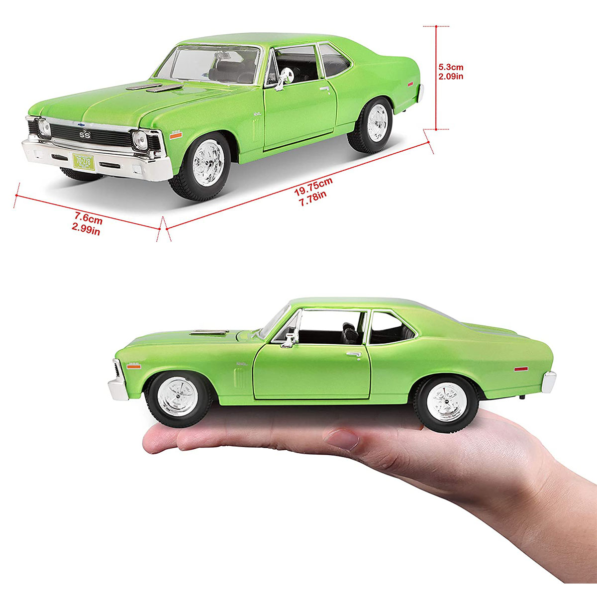 Maisto 1/24 1970 Model Chevrolet Nova SS Yeşil