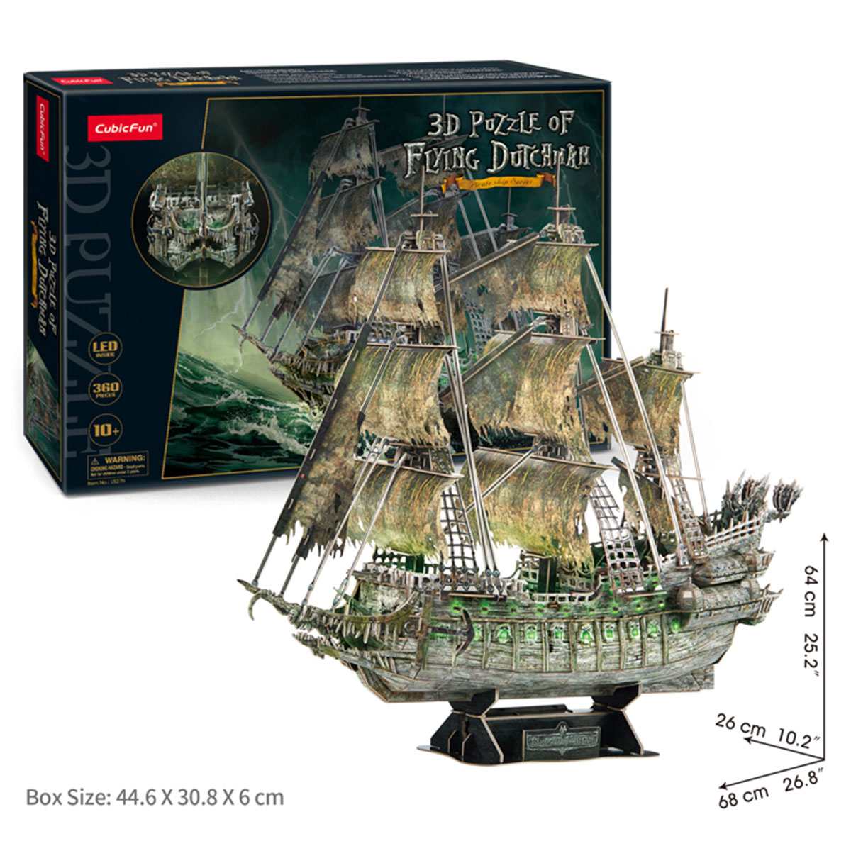 CubicFun Uçan Hollandalı Korsan Gemisi 3D Puzzle 360 Parça LED Iş