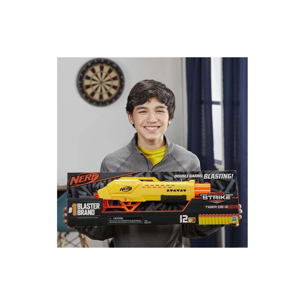 NERF Alpha Strike Tiger DB-2 – Set Da Duello Con 2 Blaster A Pompa, 16 Dardi E 2 Bersagli - 2