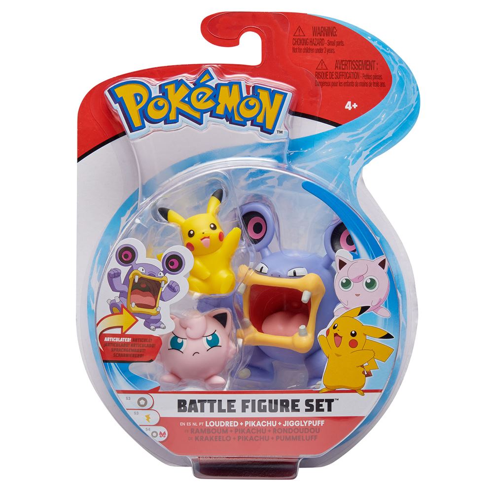 Pokemon Battle 3'lü Figür Seti - Loudred + Pikachu + Jigglypuff