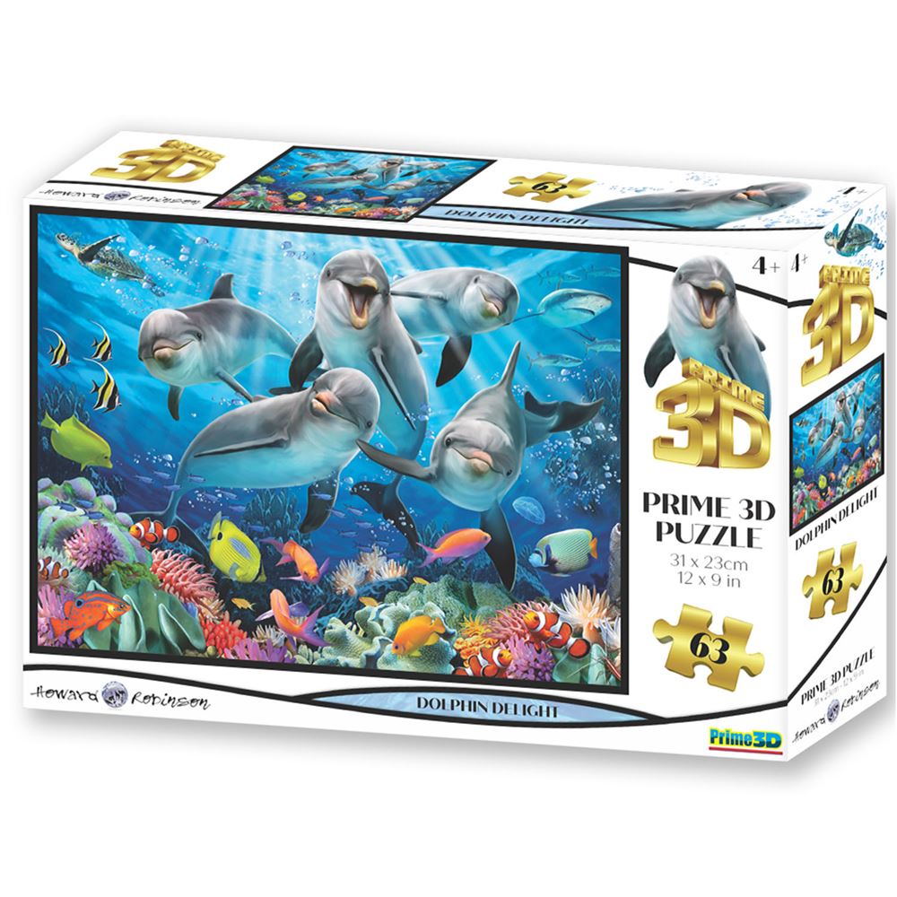 Prime 3D - Sevimli Yunuslar 63 Parça Puzzle 10529