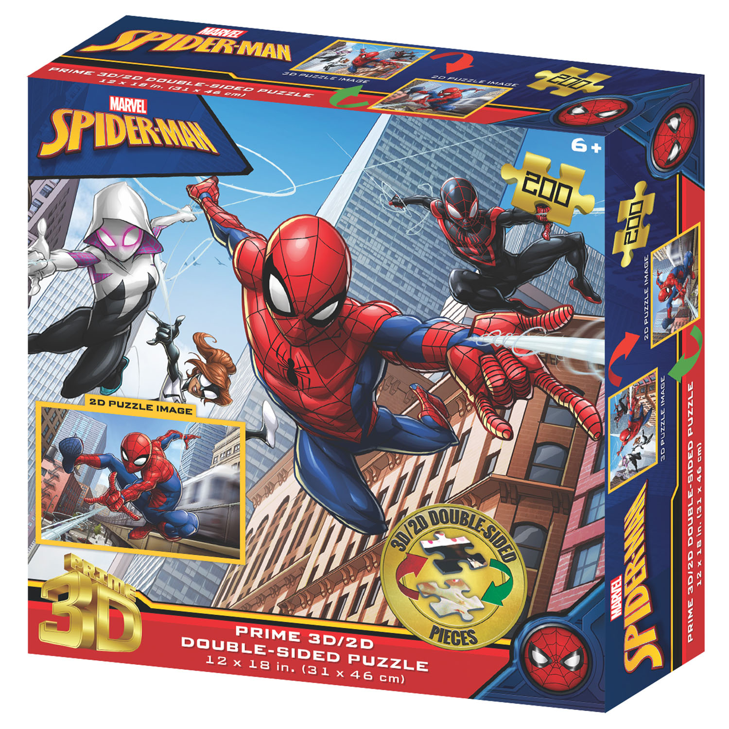 Prime 3D Marvel Spider-Man Çift Taraflı Puzzle 200 Parça 37534
