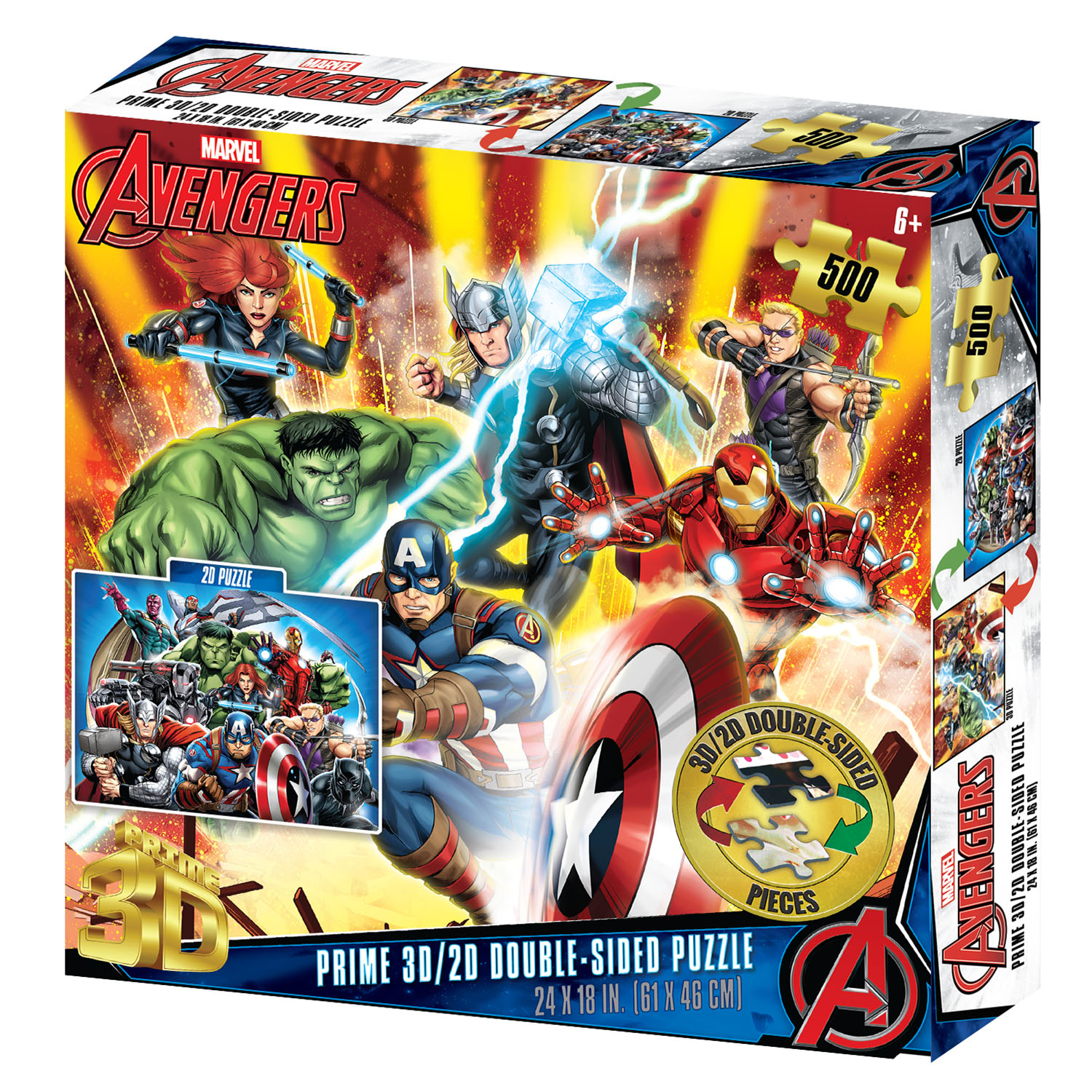 Prime 3D Marvel Avengers Çift Taraflı Puzzle 500 Parça 37556