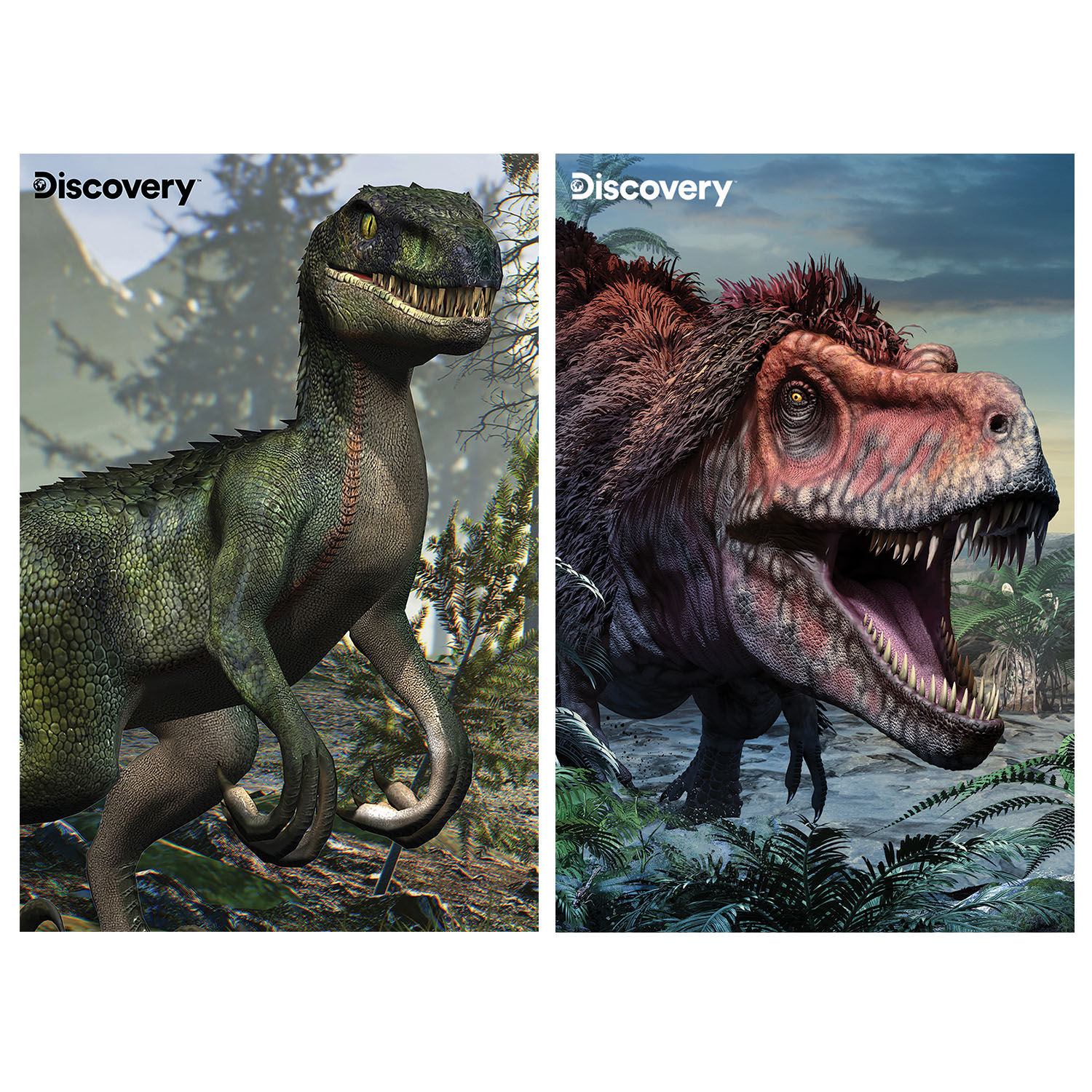 Prime 3D Discovery Tarbosaurus ve Velociraptor İkili Puzzle 200 P