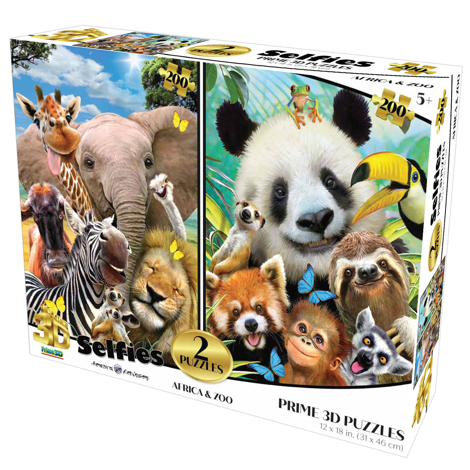 Prime 3D Afrika Hayvanları ve Hayvanlar Alemi Selfie İkili Puzzle