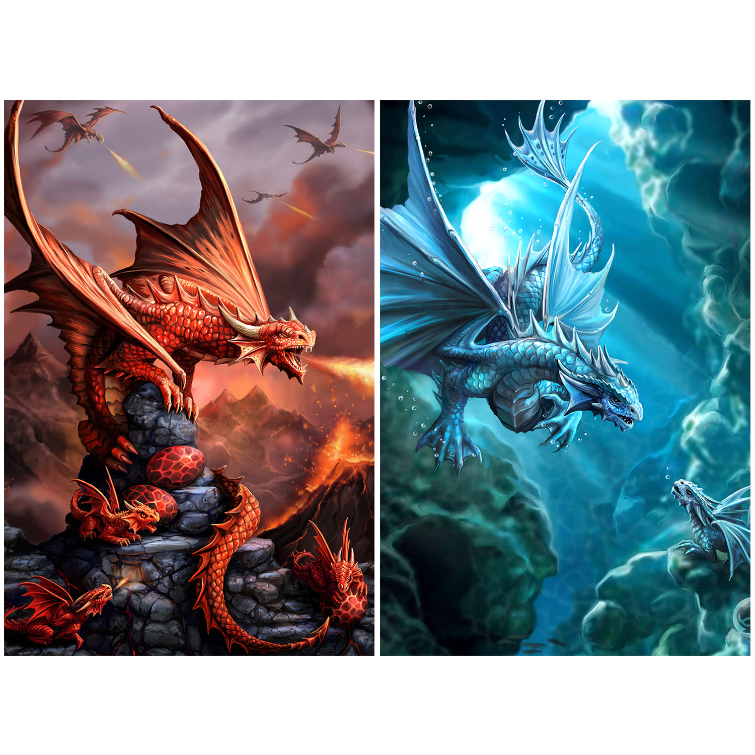 Prime 3D Ateş Ejderhası ve Su Ejderhası İkili Puzzle 200 Parça 10