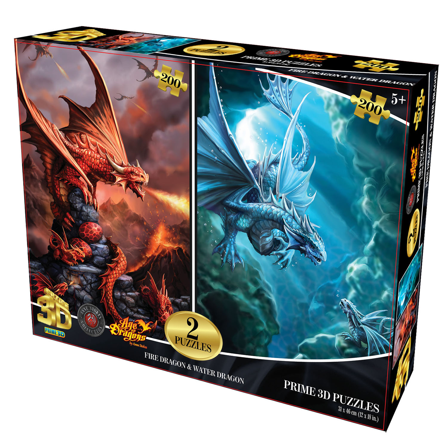 Prime 3D Ateş Ejderhası ve Su Ejderhası İkili Puzzle 200 Parça 10