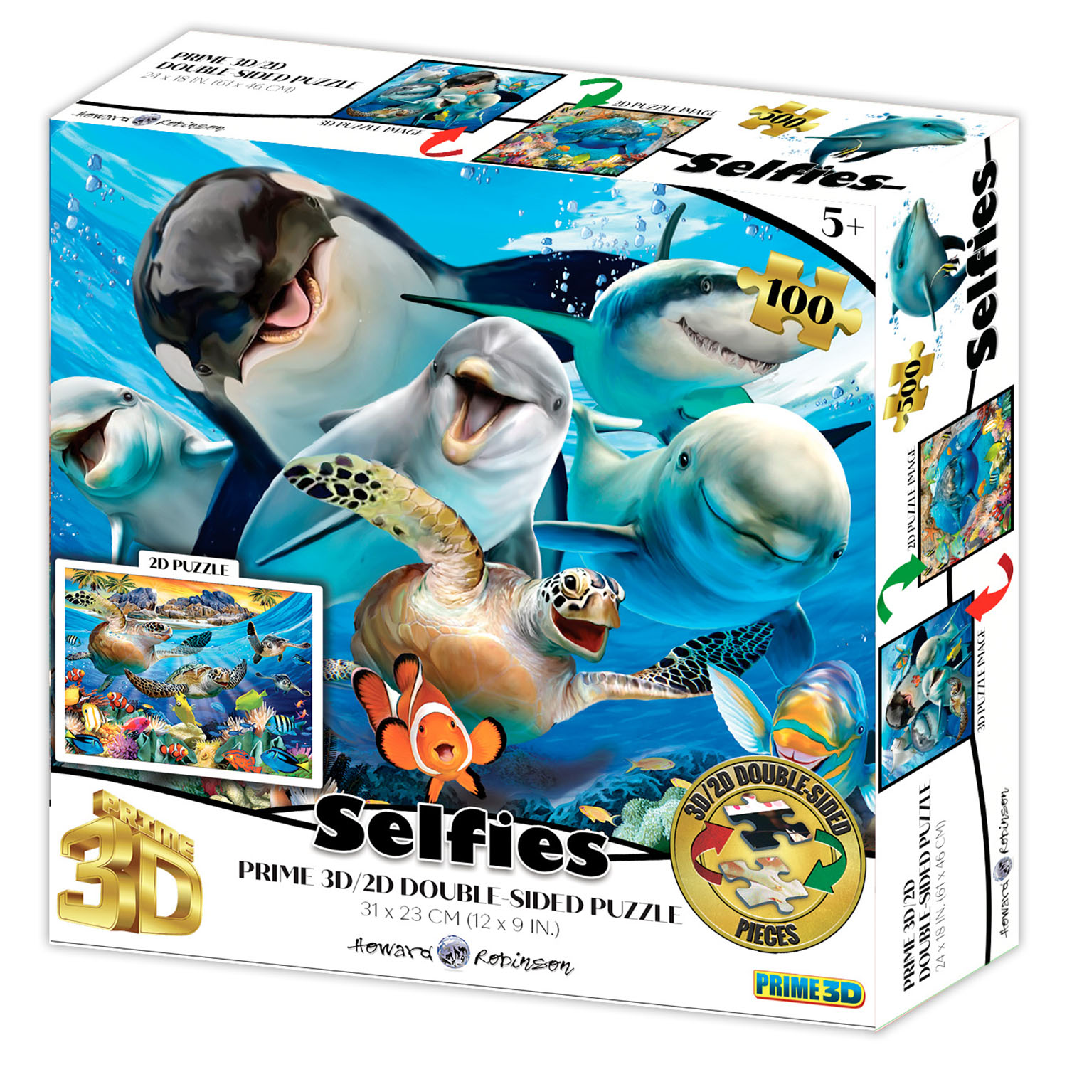 Prime 3D Deniz Canlıları ve Kaplumbağa Selfie Çift Taraflı Puzzle