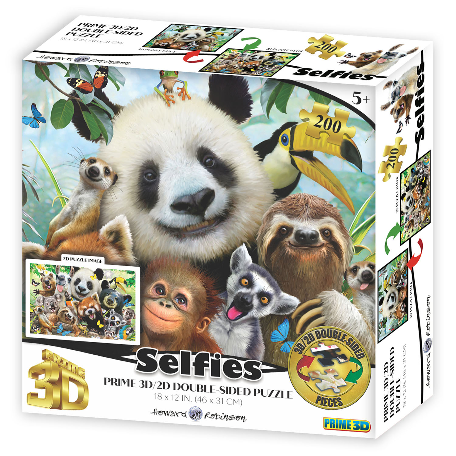 Prime 3D Sevimli Hayvanlar Selfie Çift Taraflı Puzzle 200 Parça 3