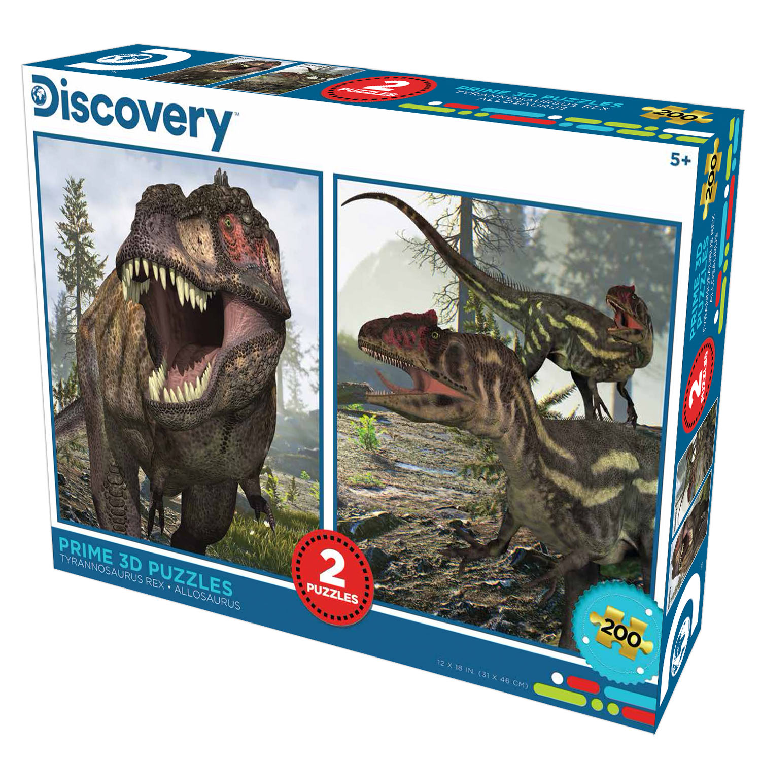 Prime 3D Discovery T-Rex ve Allosaurus İkili Puzzle 200 Parça 102