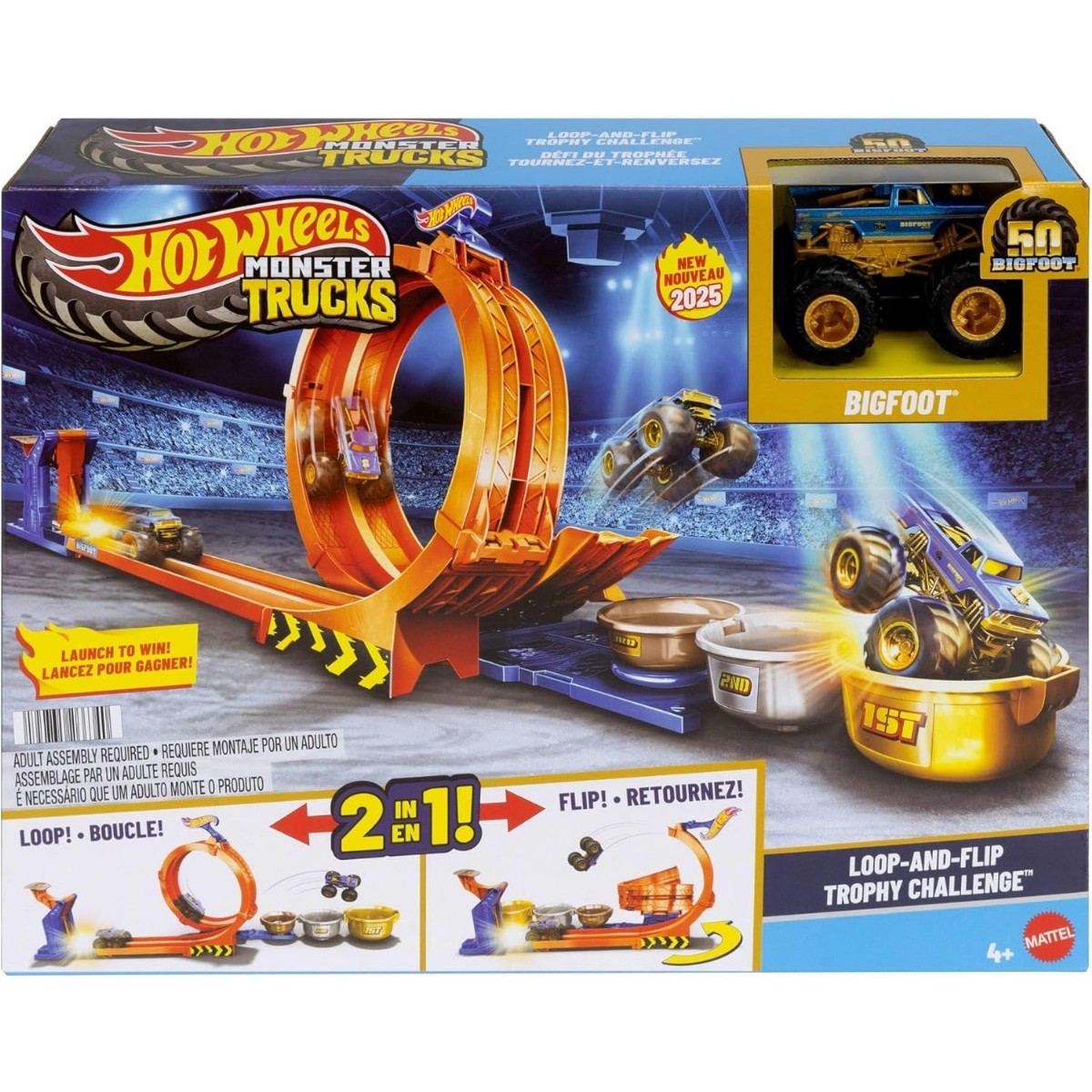 Hot Wheels Monster Trucks Döngü ve Takla Bigfoot Oyun Parkuru JBX