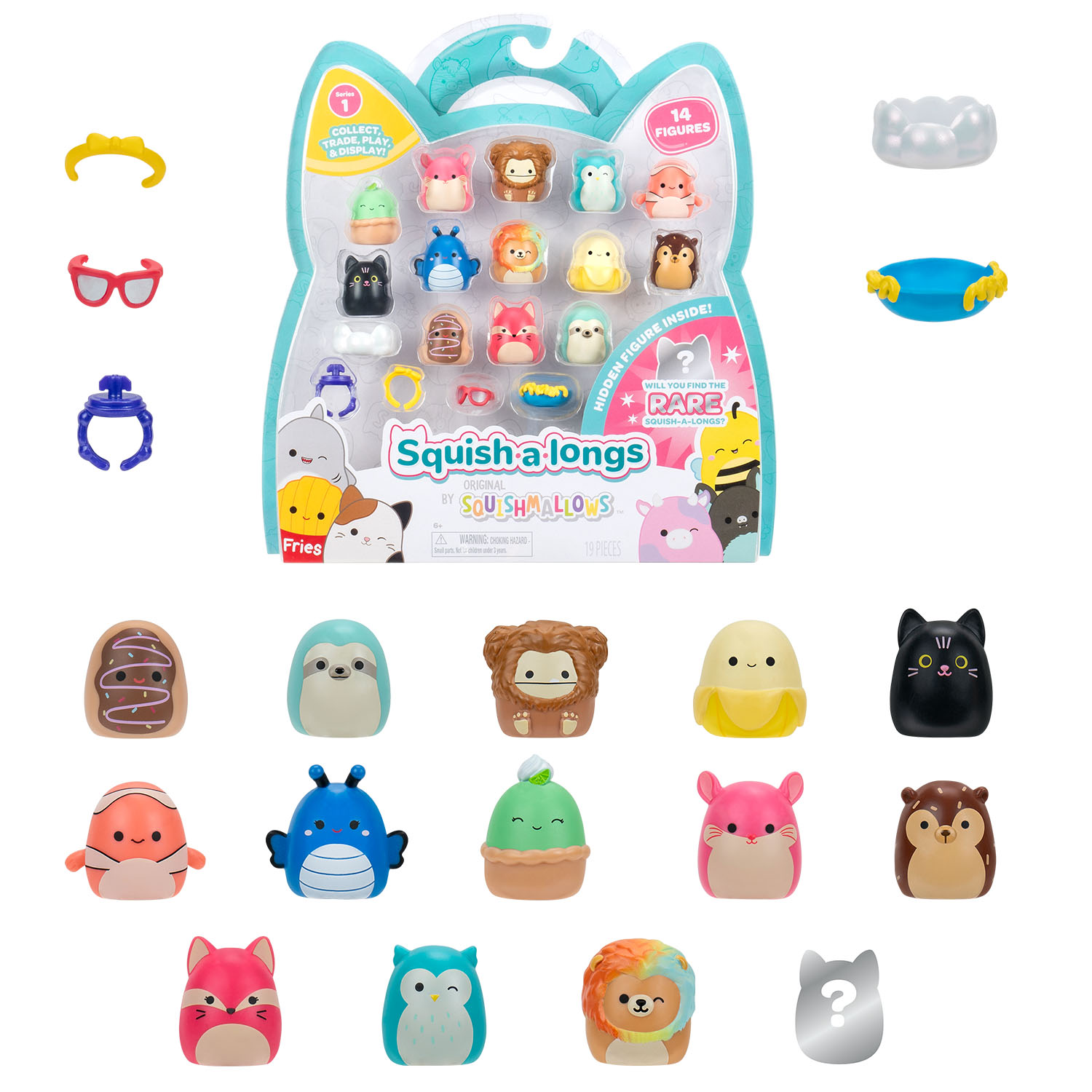 Squish-a-longs 14 Figür + Yüzük Set Seri 1 AL0029
