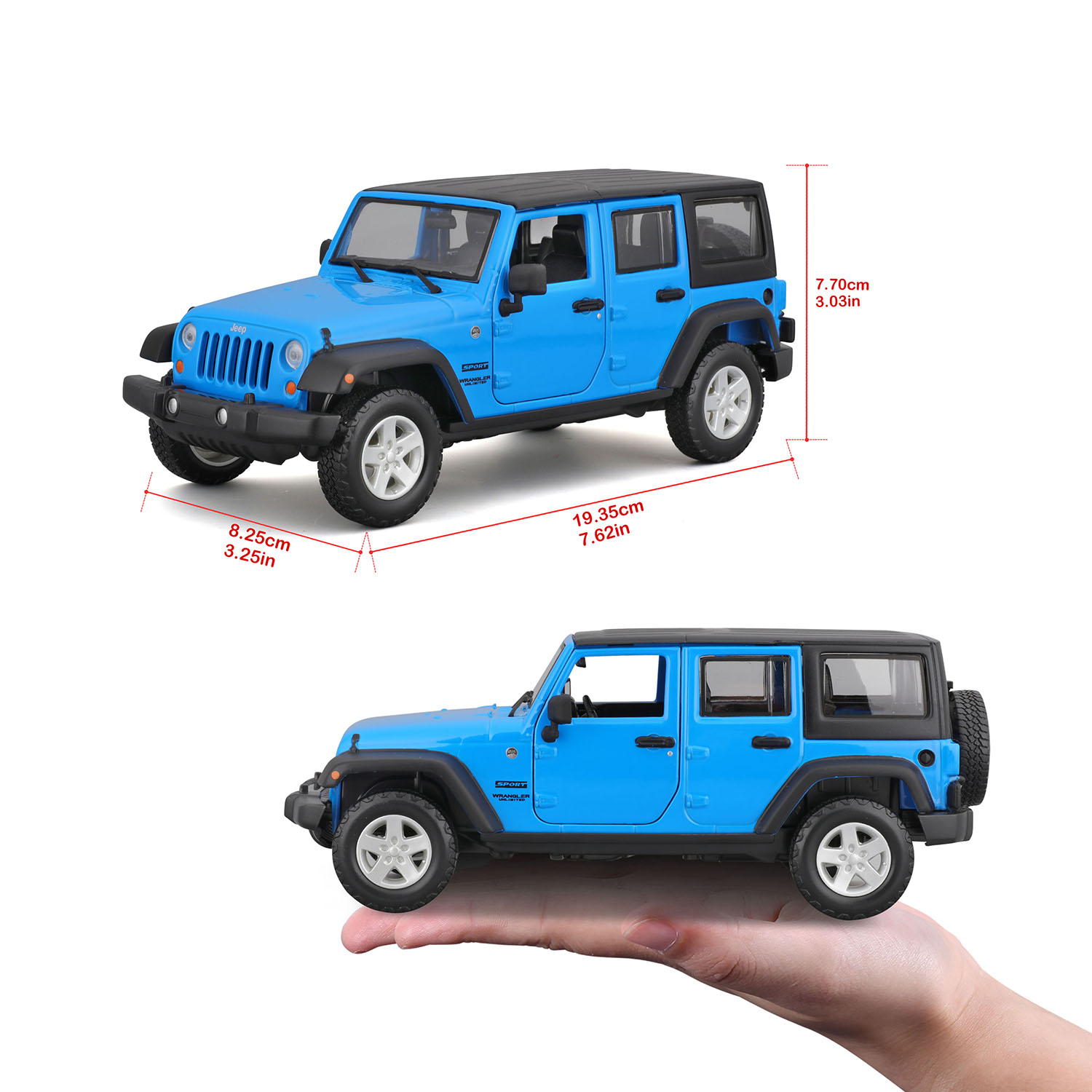 1:24 2015 Jeep Wrangler Unlimited Model Araba 31268 - Mavi