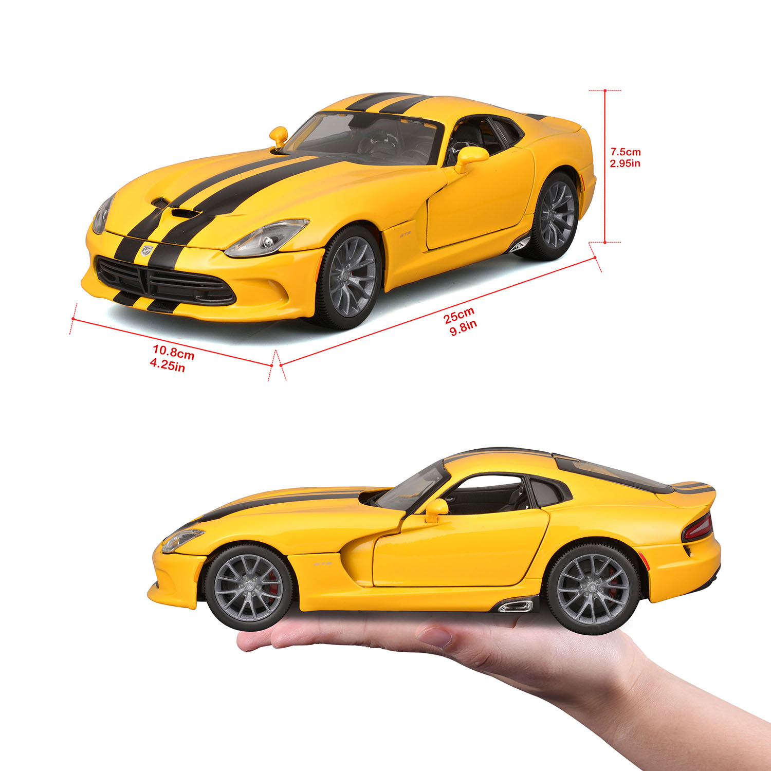 1/18 2013 SRT Viper GTS Model Araba Sarı 31128-3