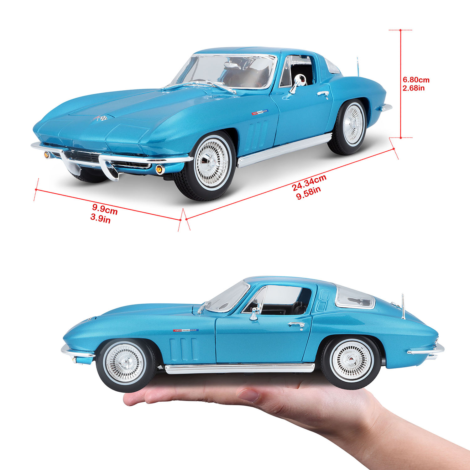 1/18 1965 Chevrolet Corvette Metalik Mavi 31640-02